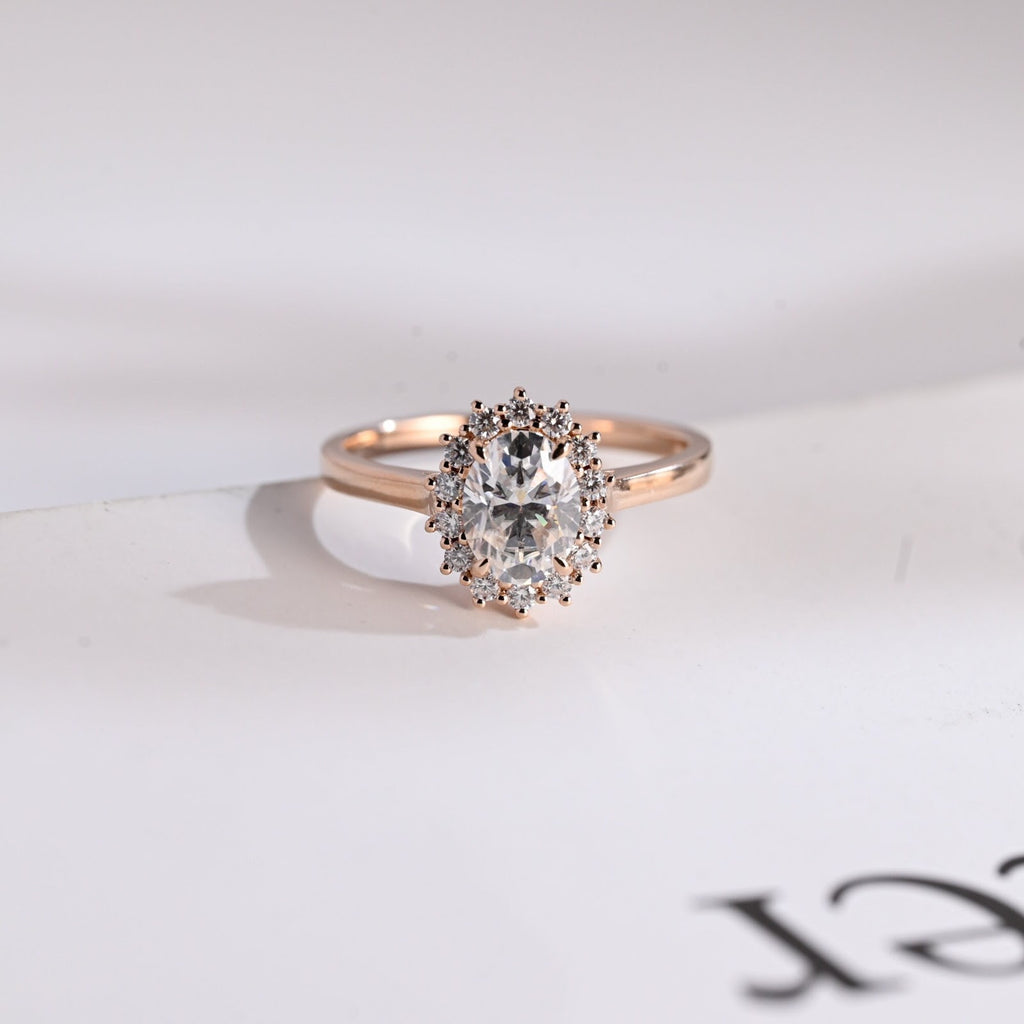 Oval Cut Diamond Radiance Halo Engagement Ring