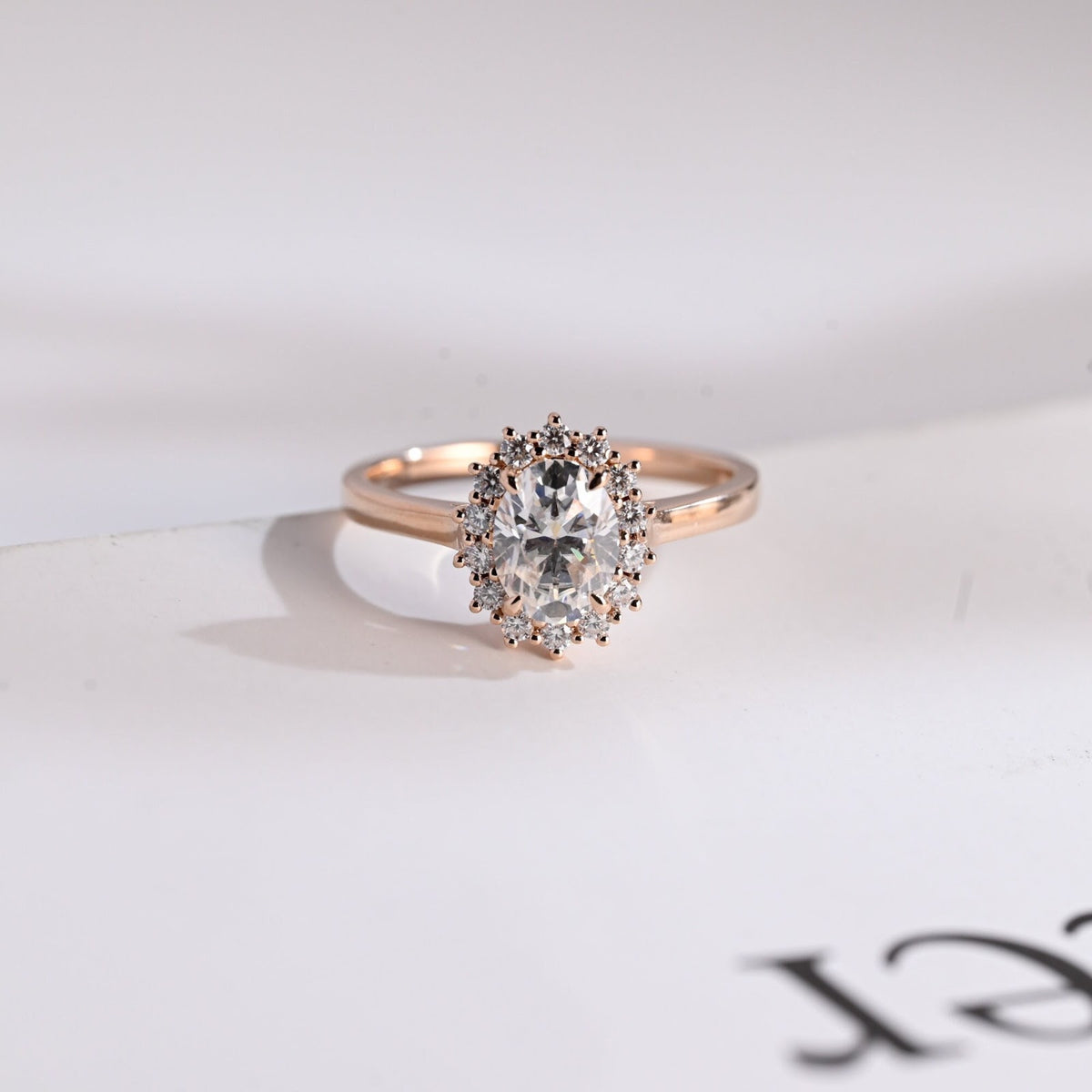 Oval Cut Diamond Radiance Halo Engagement Ring