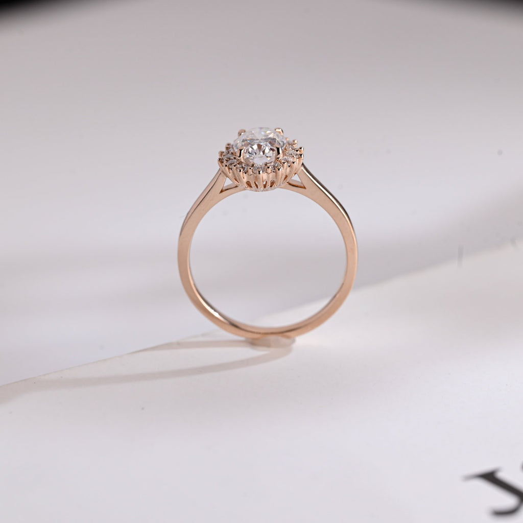 Oval Cut Diamond Radiance Halo Engagement Ring