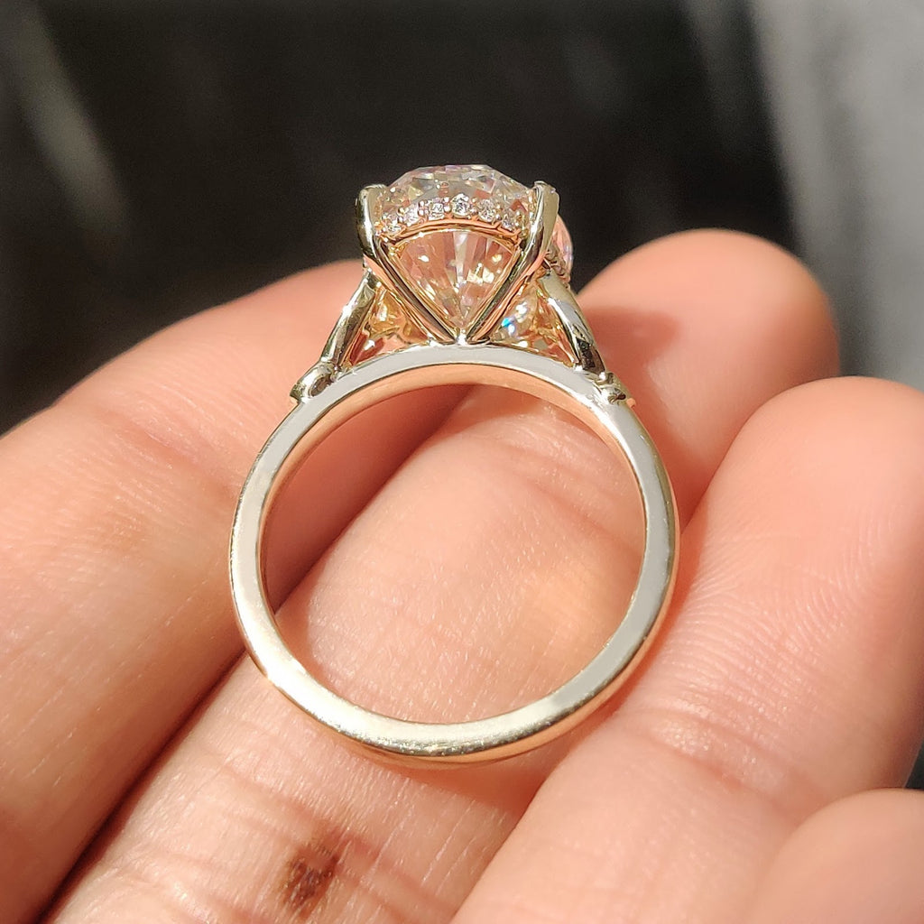 Oval Diamond Aura Hidden Halo Split Shank Nature Inspired Engagement Ring
