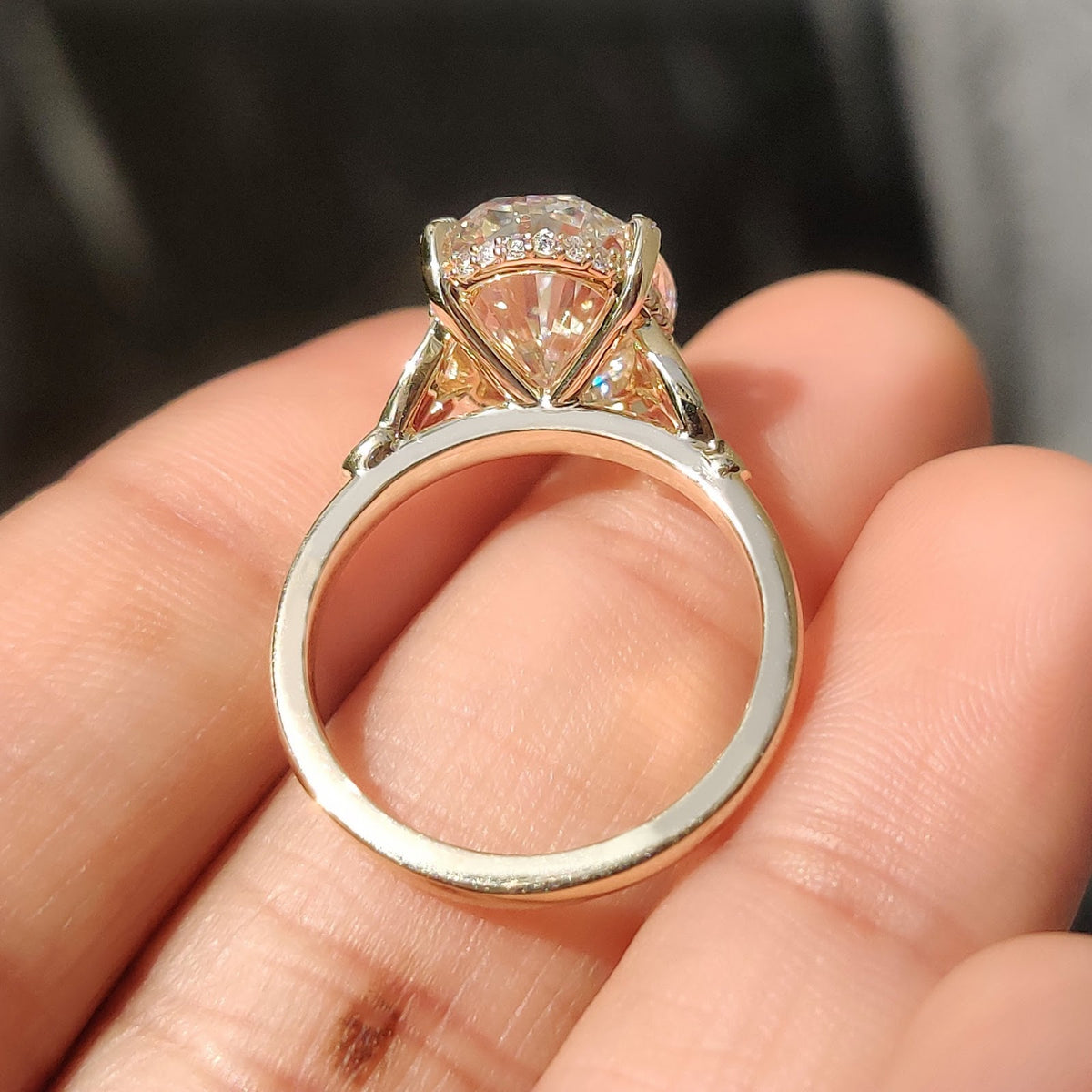 Oval Diamond Aura Hidden Halo Split Shank Nature Inspired Engagement Ring