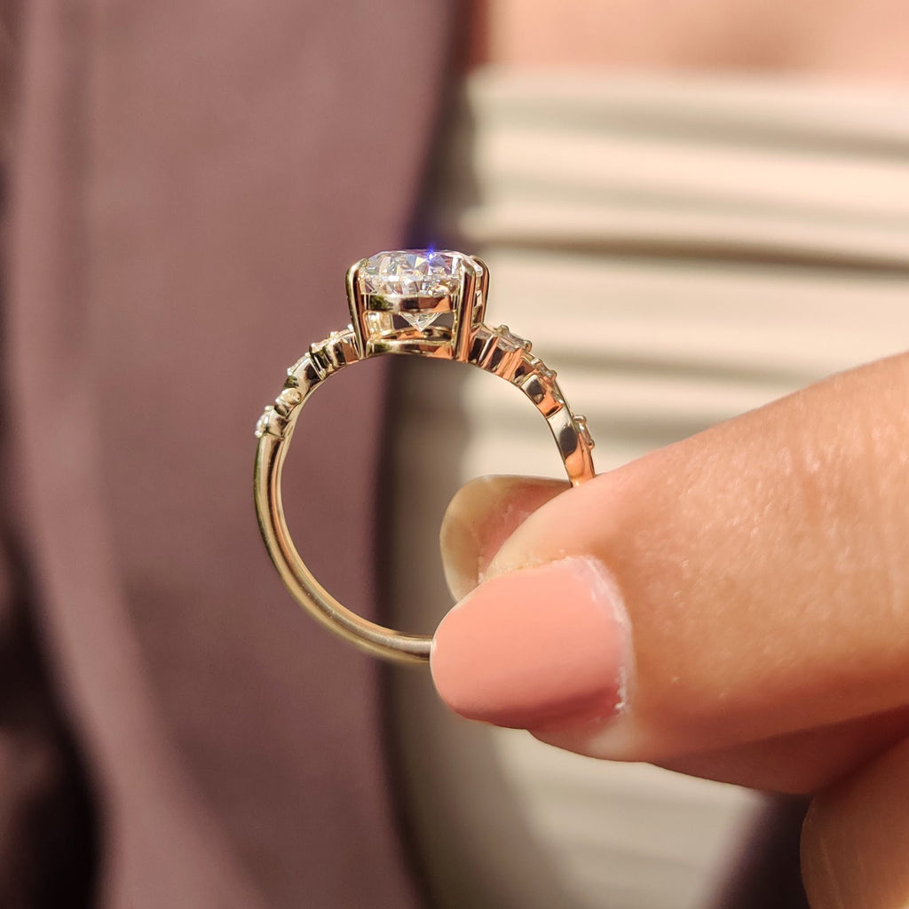 Oval Diamond Botanical Nature Inspired Engagement Ring