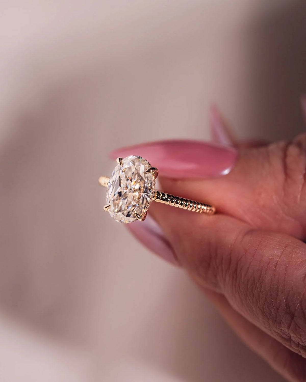 Oval Diamond Classic Hidden Halo Engagement Ring