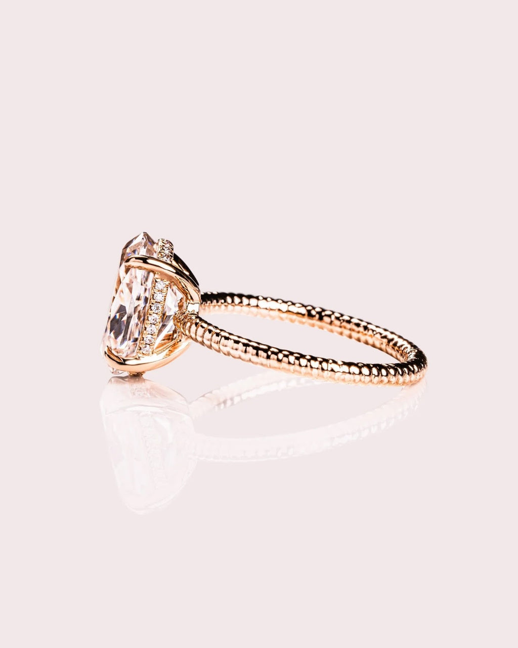 Oval Diamond Classic Hidden Halo Engagement Ring