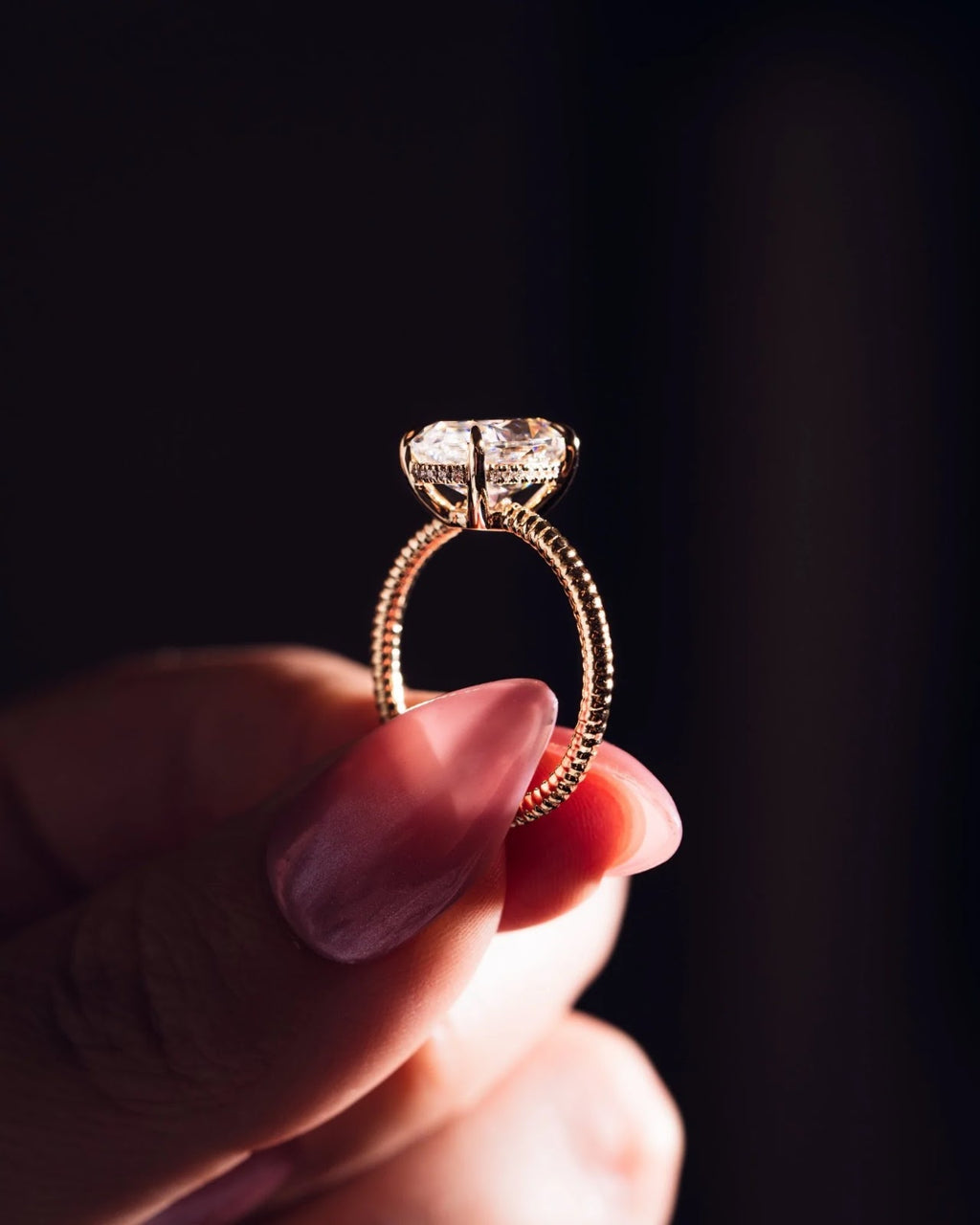 Oval Diamond Classic Hidden Halo Engagement Ring