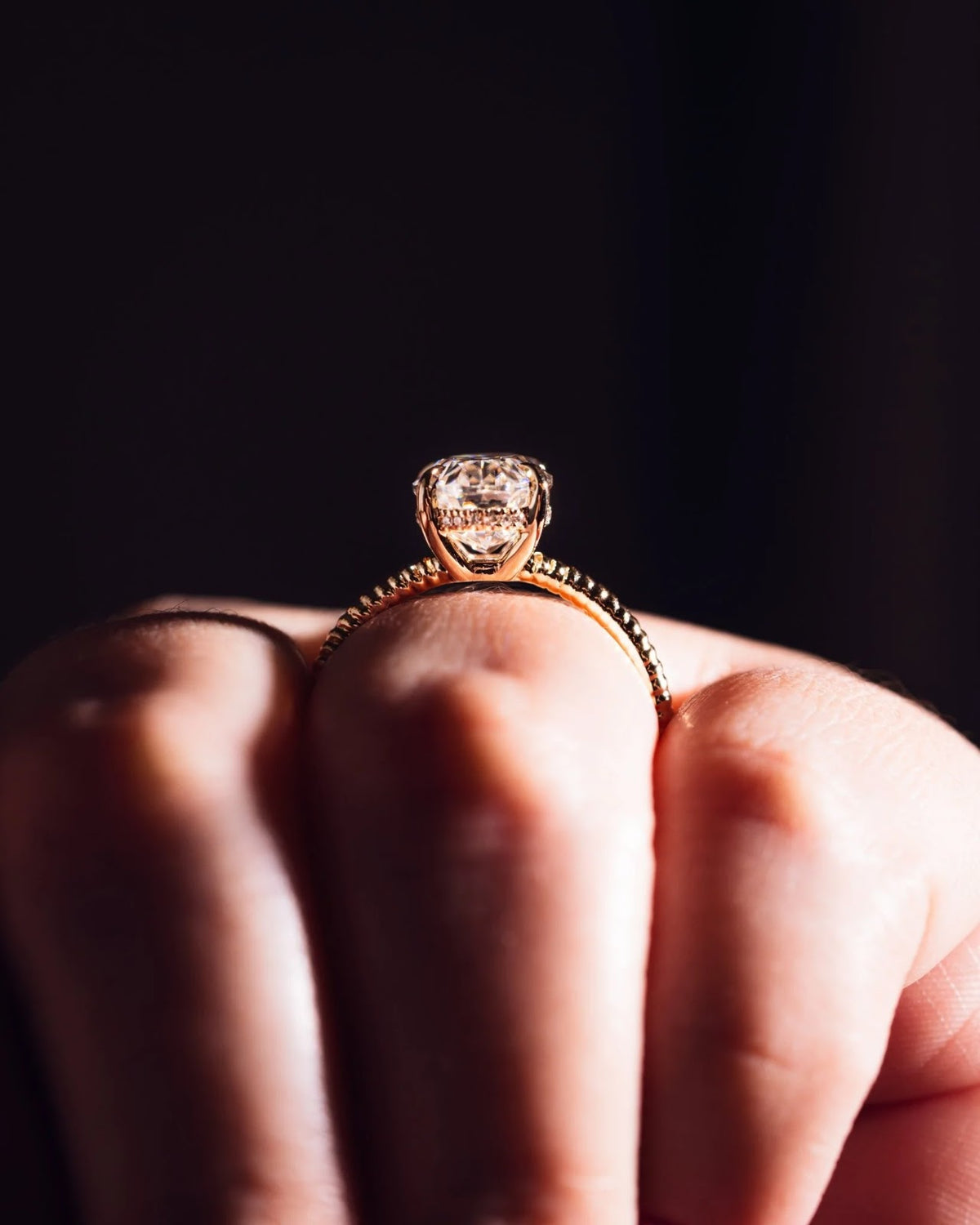 Oval Diamond Classic Hidden Halo Engagement Ring