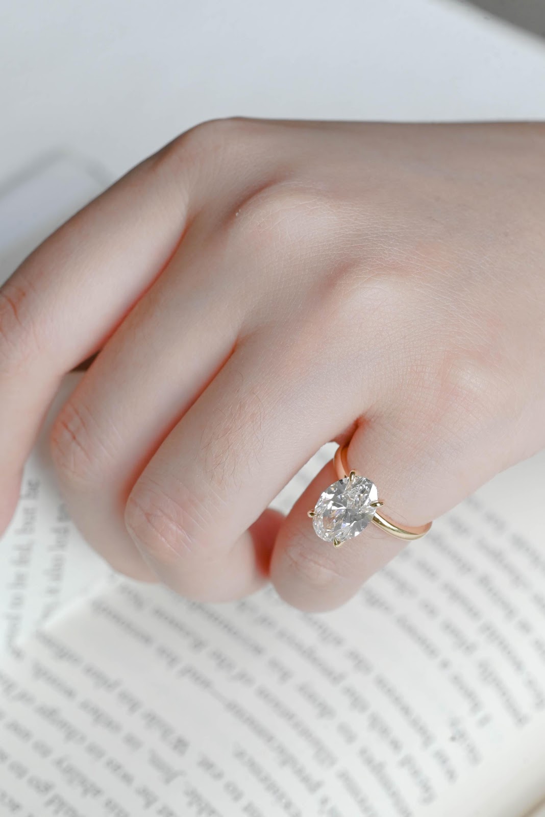 Oval Diamond Delicate Hidden Halo Engagement Ring