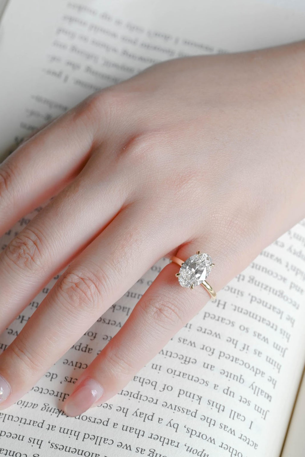 Oval Diamond Delicate Hidden Halo Engagement Ring