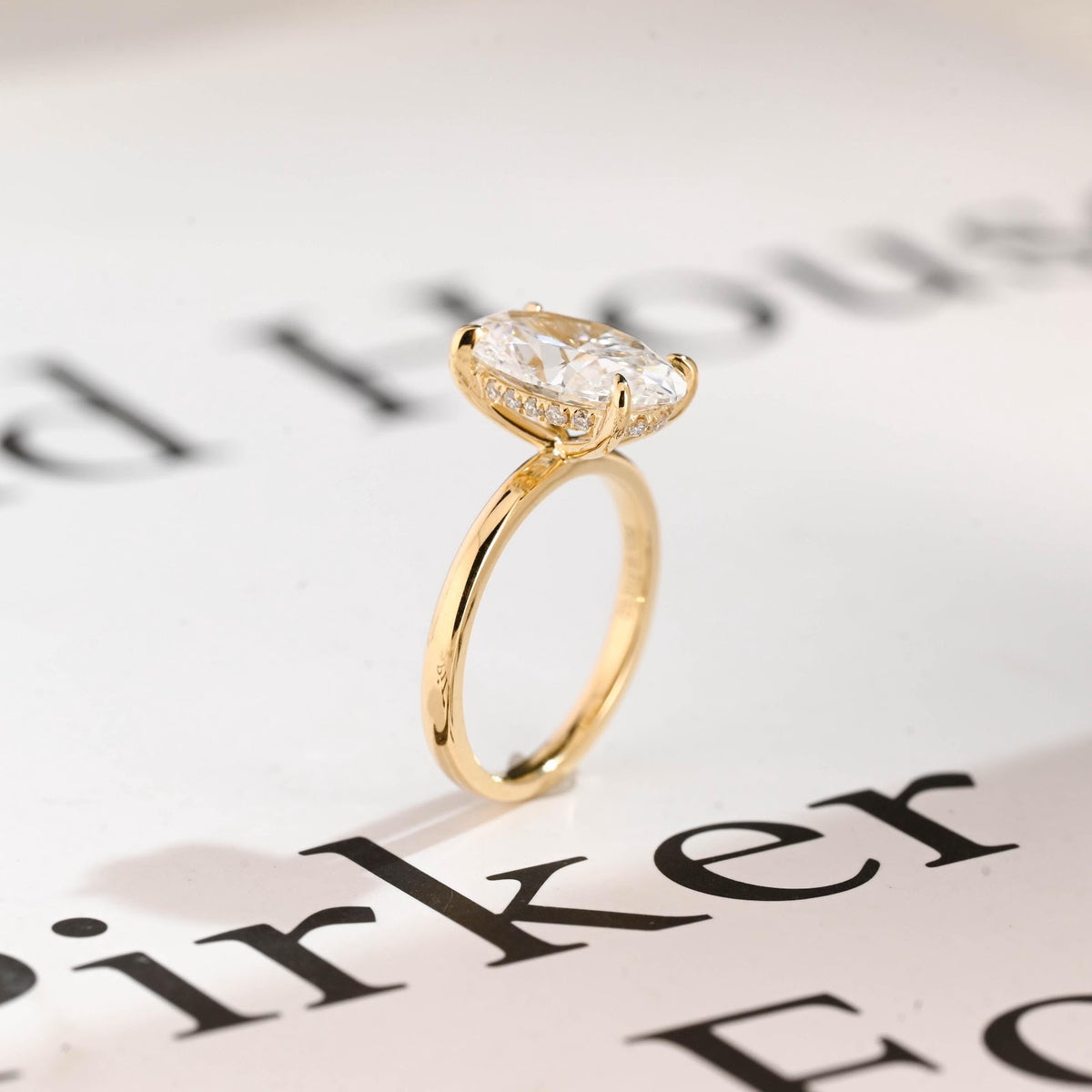 Oval Diamond Delicate Hidden Halo Engagement Ring