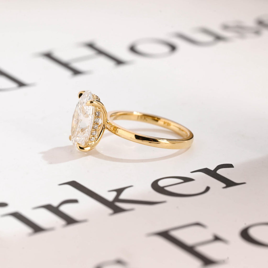 Oval Diamond Delicate Hidden Halo Engagement Ring