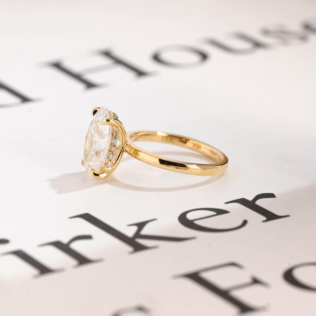 Oval Diamond Delicate Hidden Halo Engagement Ring