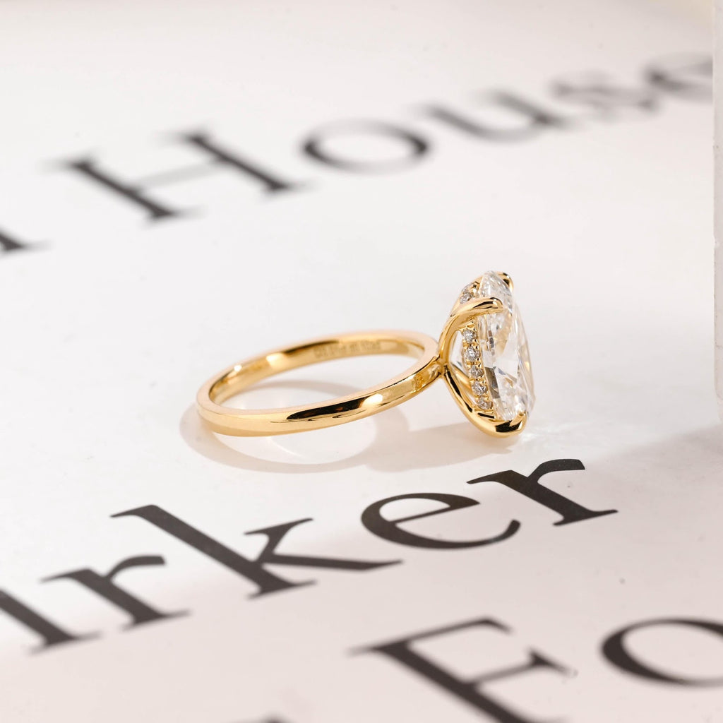 Oval Diamond Delicate Hidden Halo Engagement Ring