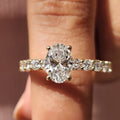 Oval Diamond Delicate Hidden Halo Pavé Engagement Ring