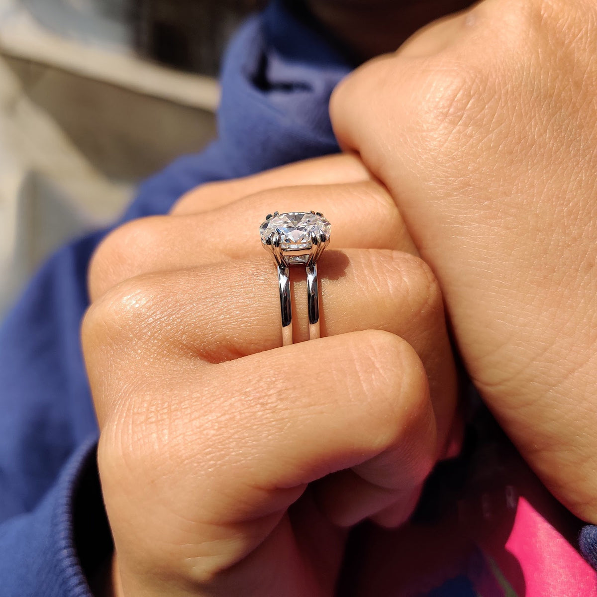 Oval Diamond Double Shank Solitaire Engagement Ring