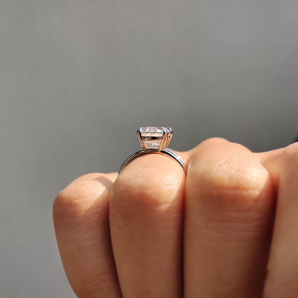 Oval Diamond Double Shank Solitaire Engagement Ring