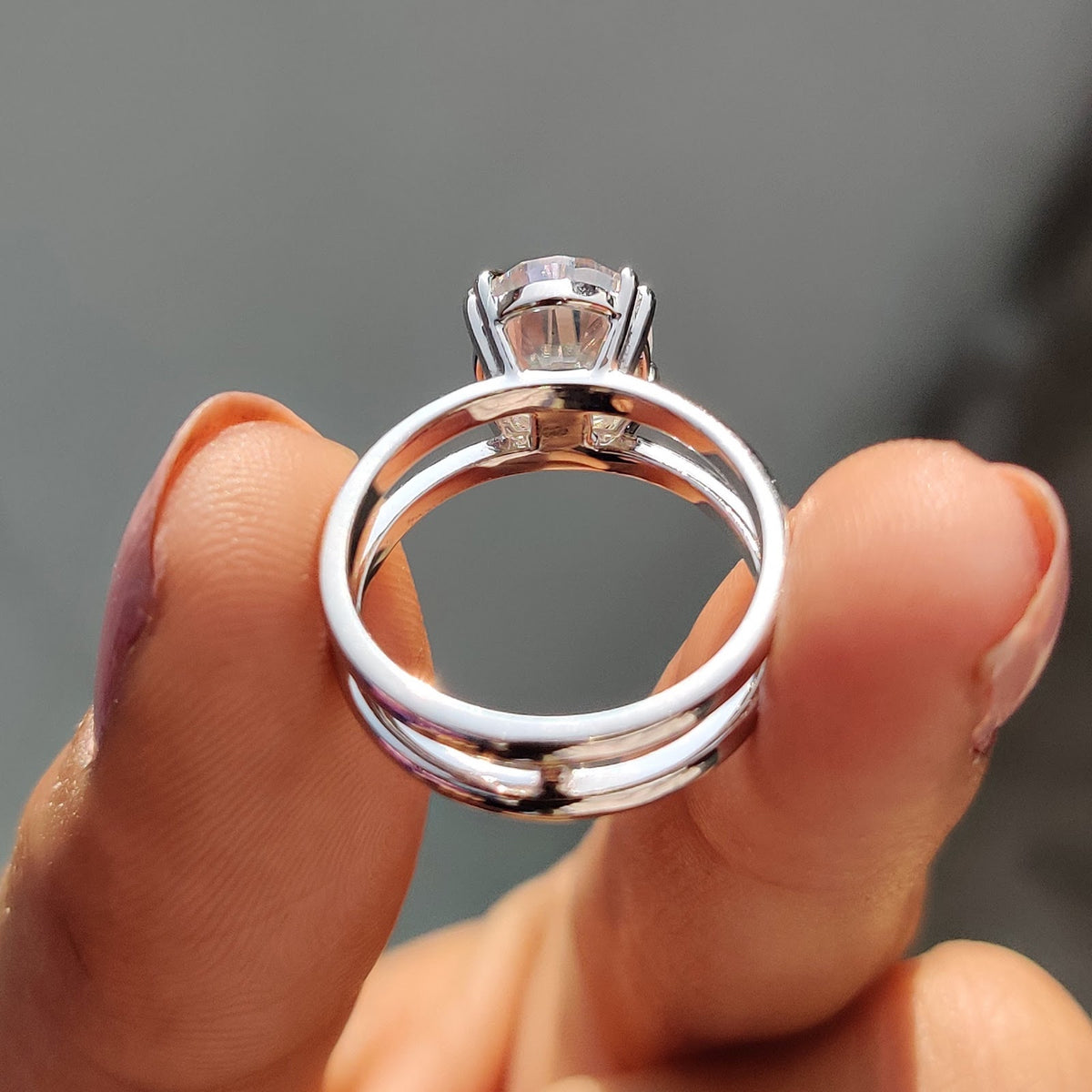 Oval Diamond Double Shank Solitaire Engagement Ring