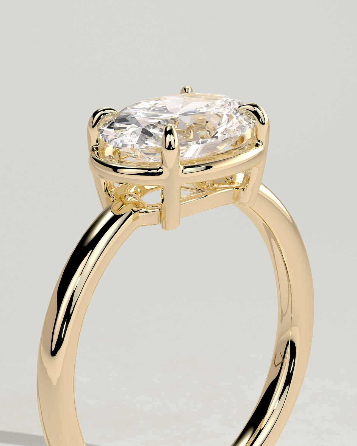Oval Diamond East West Bezel Frame Engagement Ring