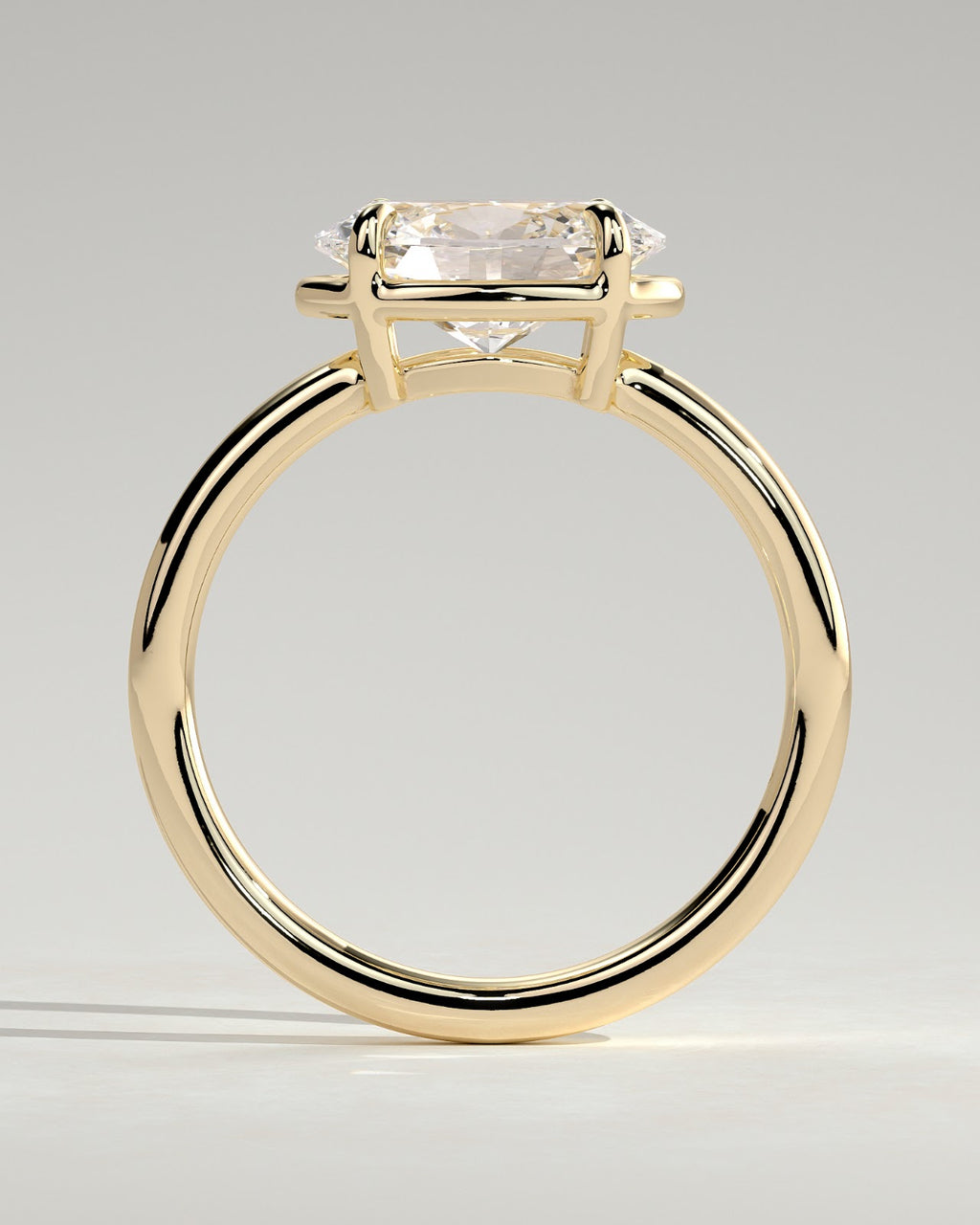 Oval Diamond East West Bezel Frame Engagement Ring