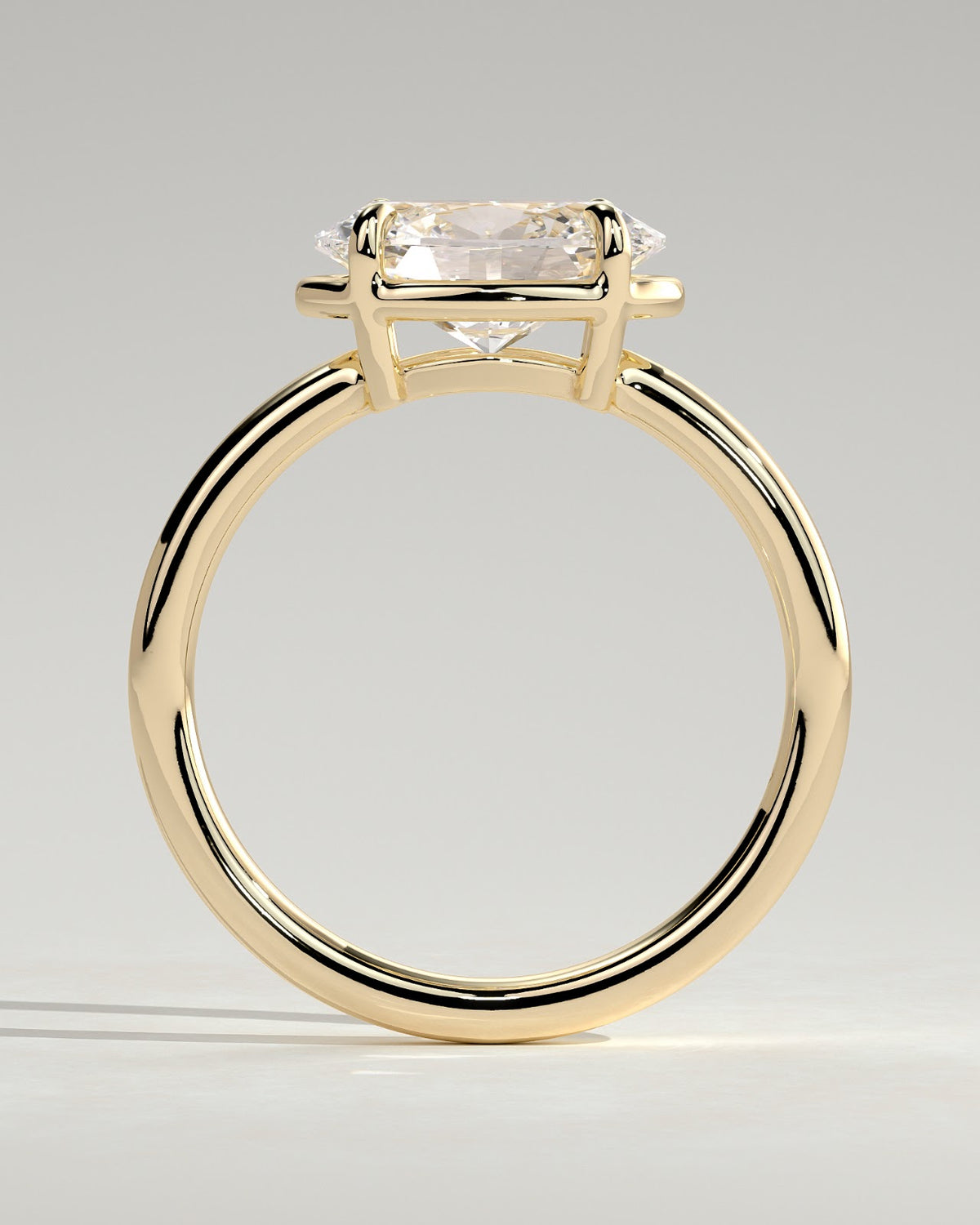 Oval Diamond East West Bezel Frame Engagement Ring