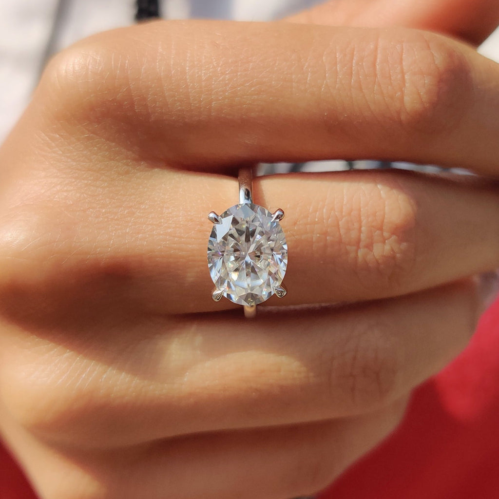 Oval Diamond East West Classic Engagement Ring