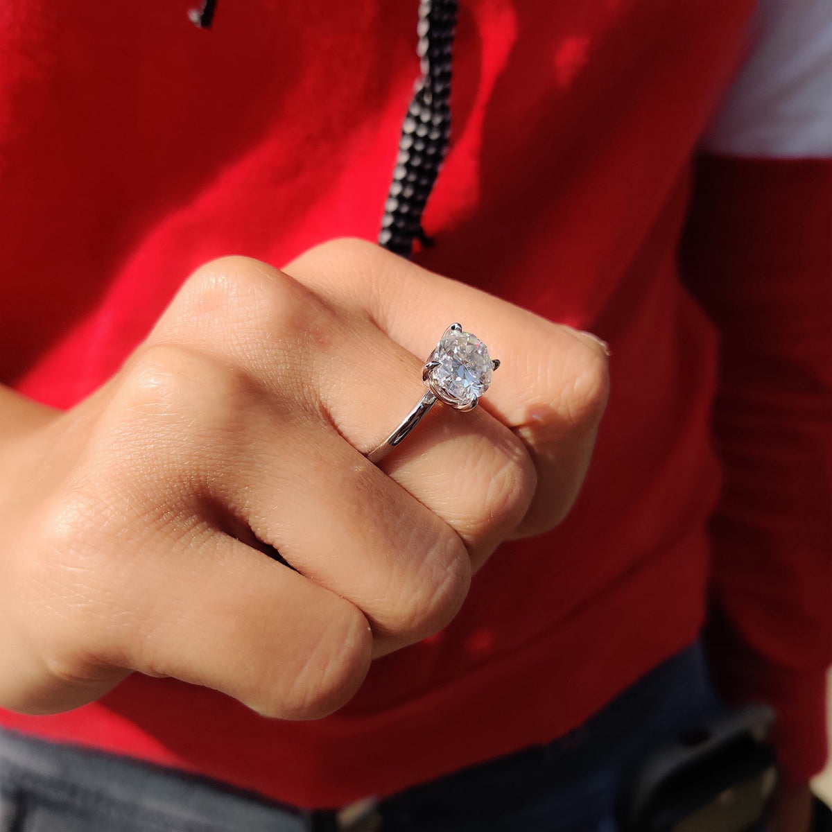 Oval Diamond East West Classic Engagement Ring