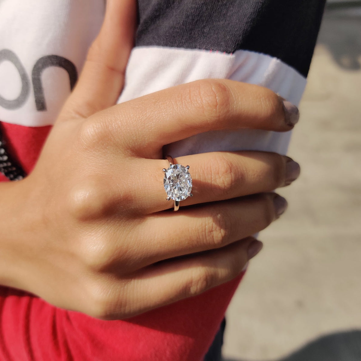 Oval Diamond East West Classic Engagement Ring