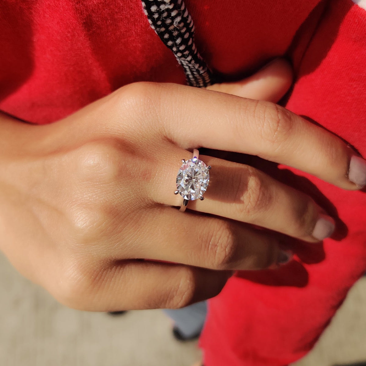 Oval Diamond East West Classic Engagement Ring