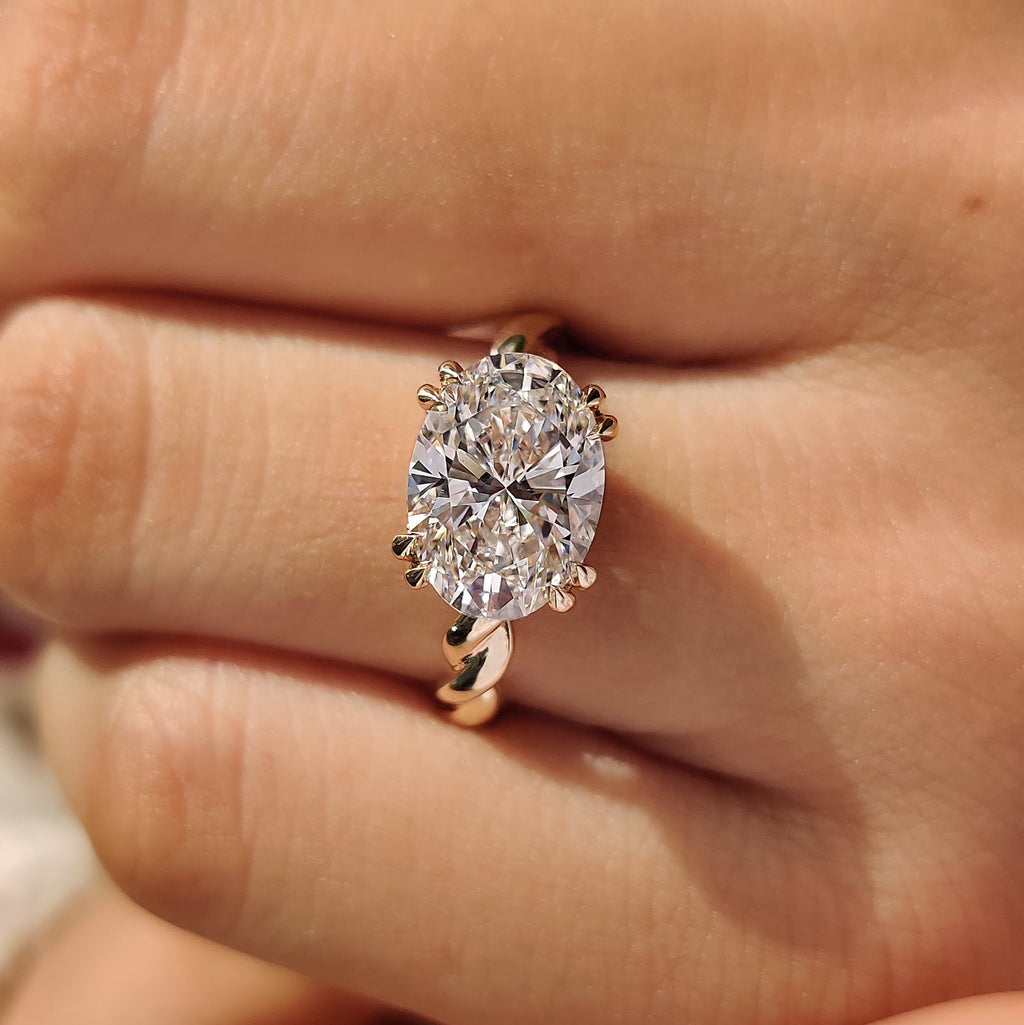 Oval Diamond East West Hidden Halo Engagement Ring
