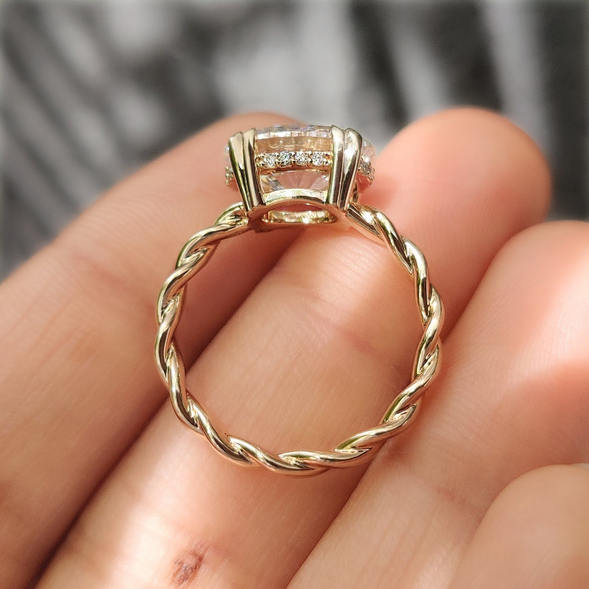 Oval Diamond East West Hidden Halo Engagement Ring