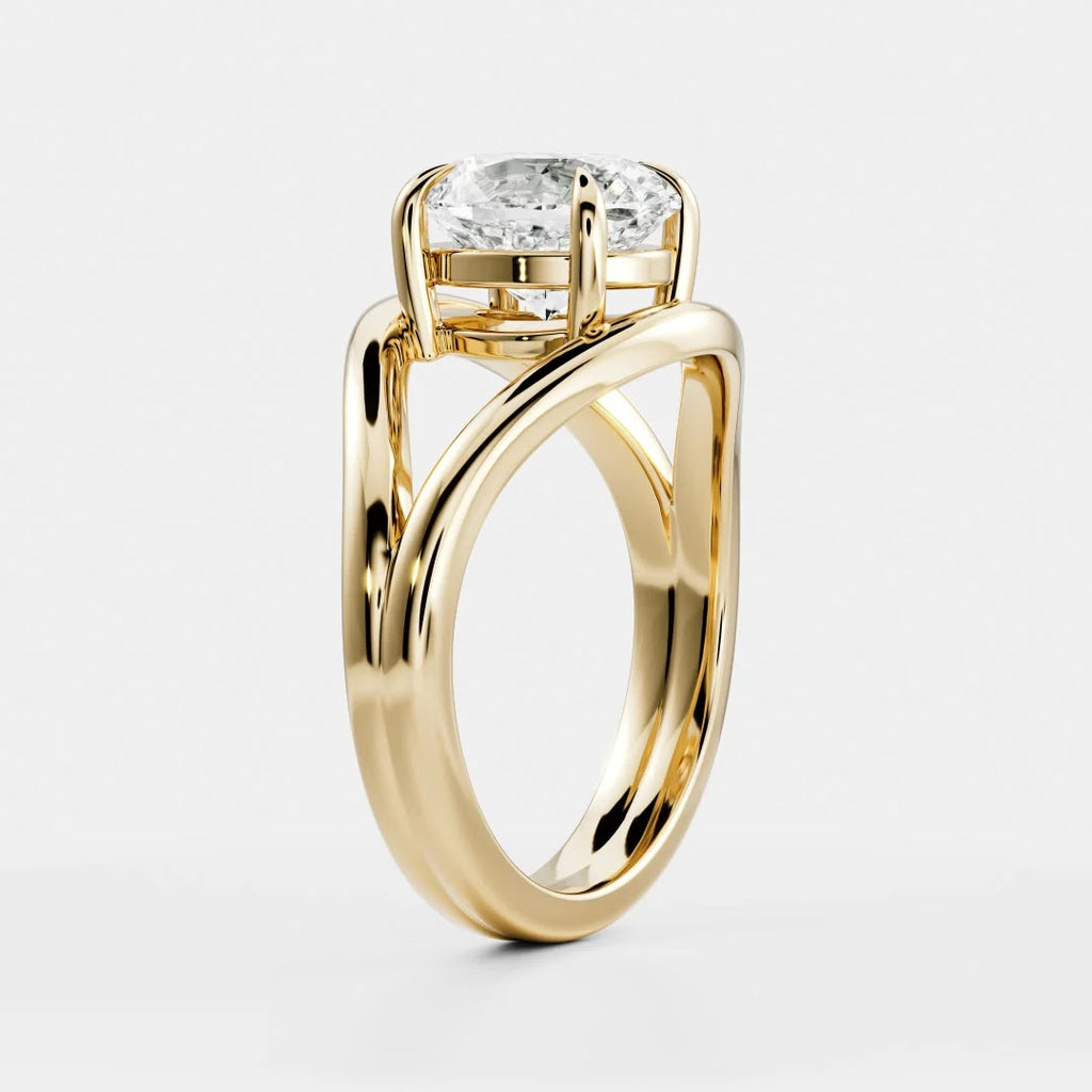 Oval Diamond Elegant Split Shank Solitaire Engagement Ring