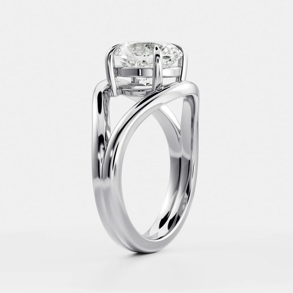 Oval Diamond Elegant Split Shank Solitaire Engagement Ring