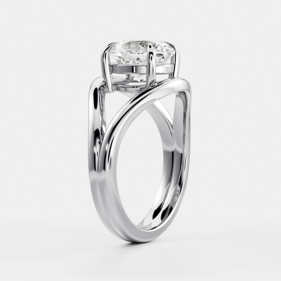 Oval Diamond Elegant Split Shank Solitaire Engagement Ring