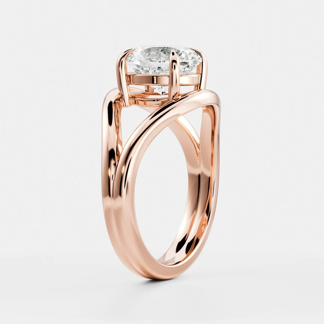 Oval Diamond Elegant Split Shank Solitaire Engagement Ring