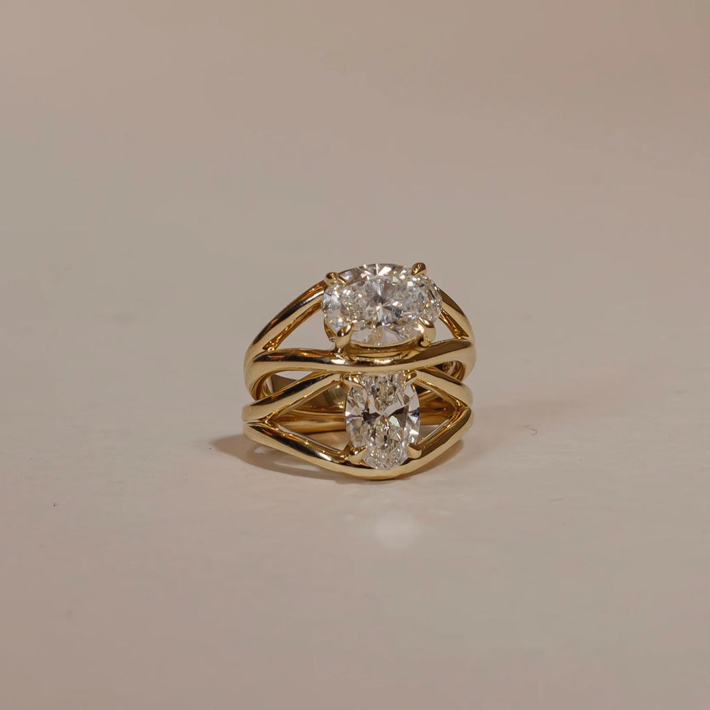 Oval Diamond Elegant Split Shank Solitaire Engagement Ring