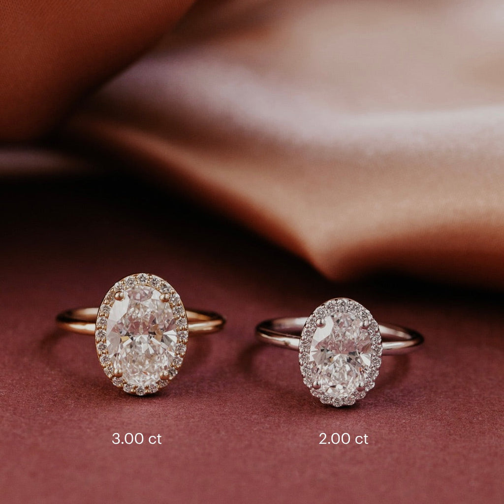 Oval Diamond Encircled Halo Engagement Ring