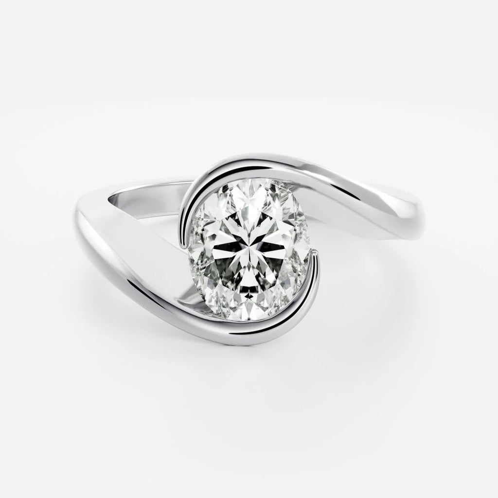 Oval Diamond Entwine Bypass Solitaire Engagement Ring