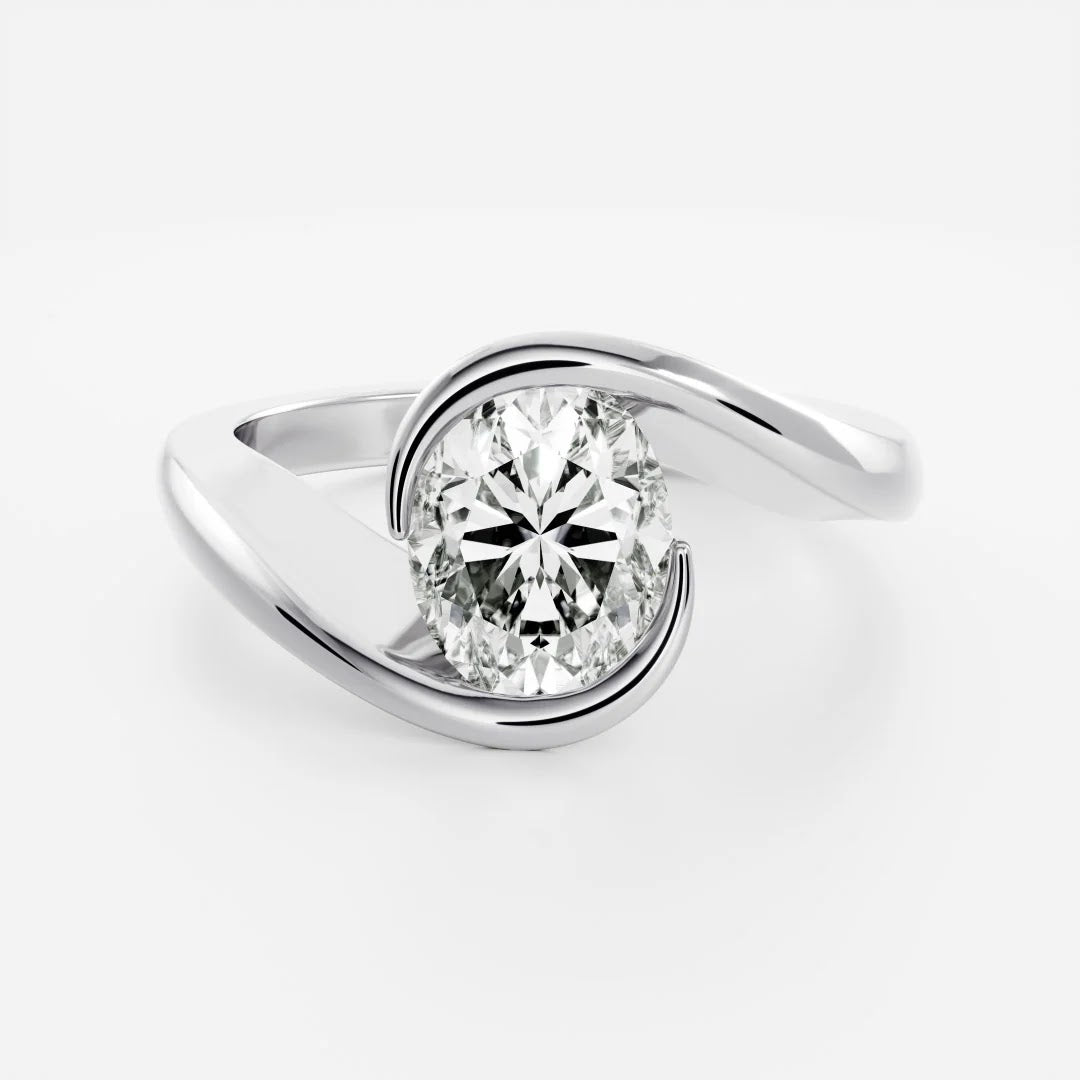 Oval Diamond Entwine Bypass Solitaire Engagement Ring
