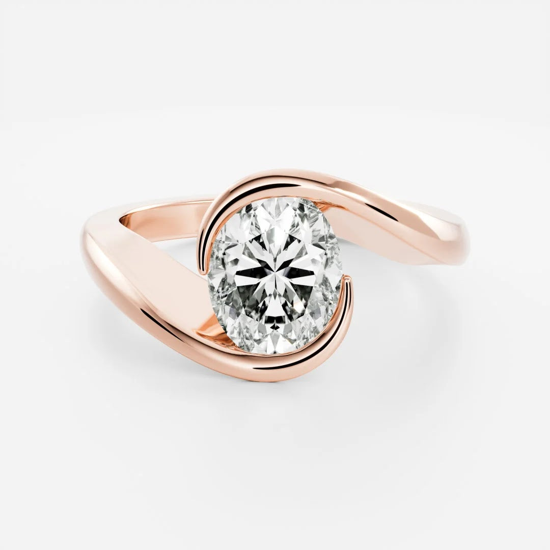 Oval Diamond Entwine Bypass Solitaire Engagement Ring