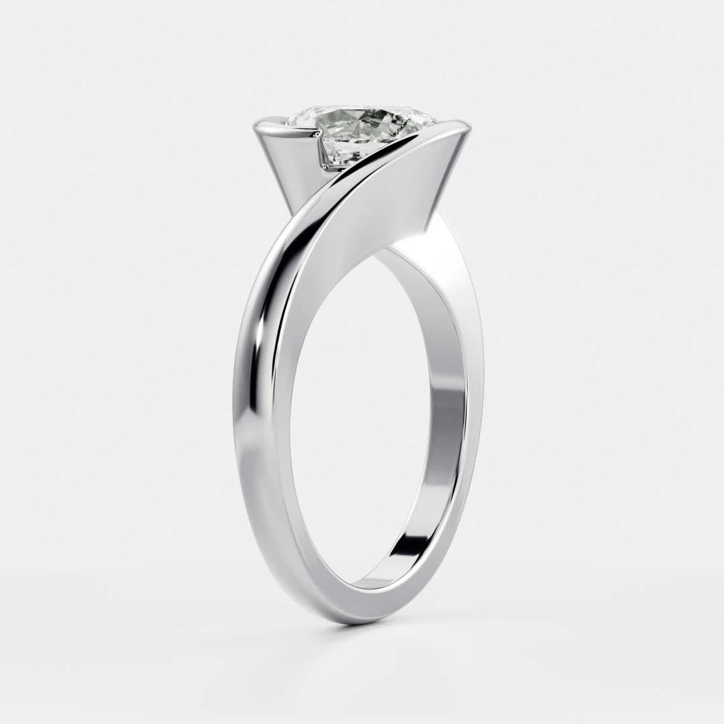 Oval Diamond Entwine Bypass Solitaire Engagement Ring