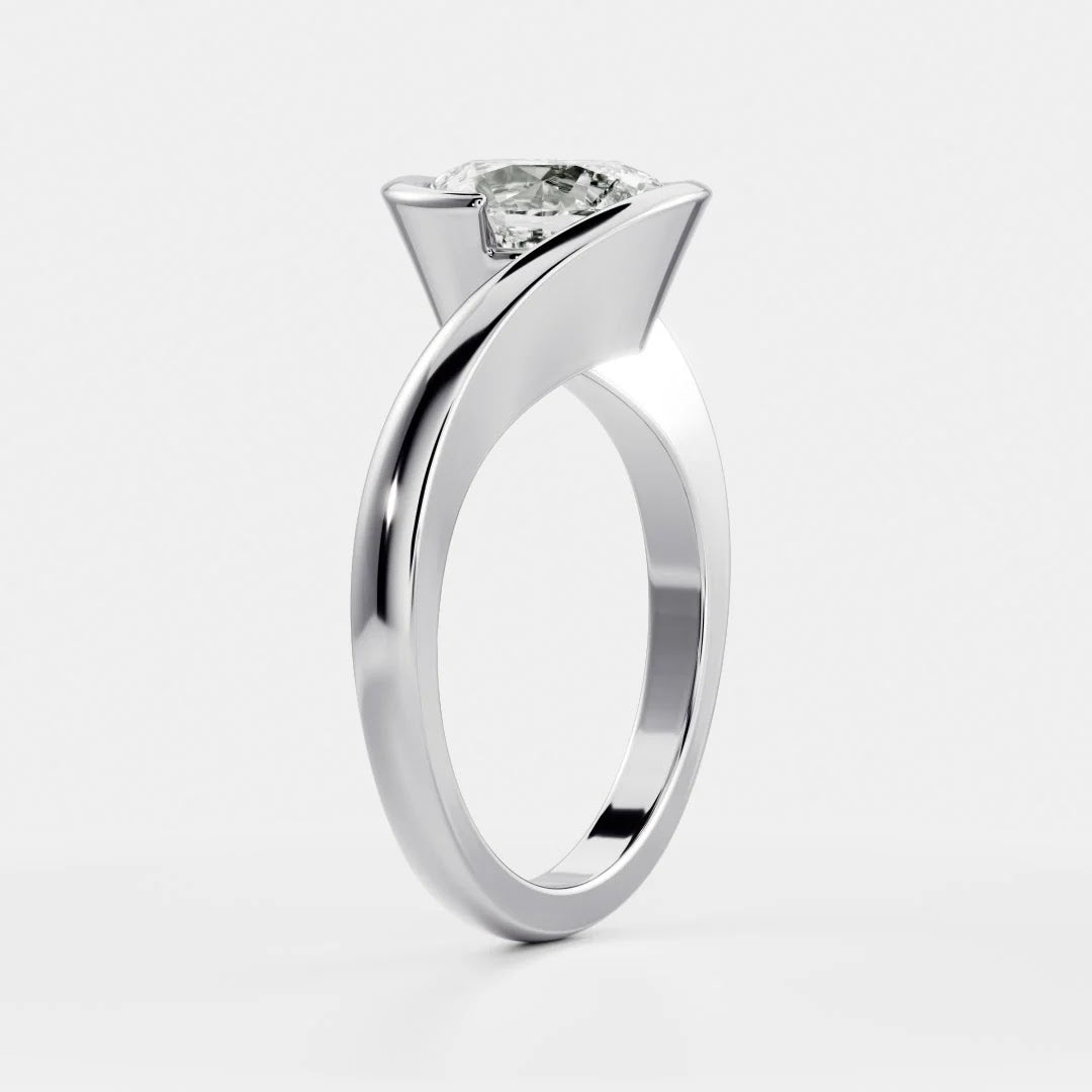 Oval Diamond Entwine Bypass Solitaire Engagement Ring