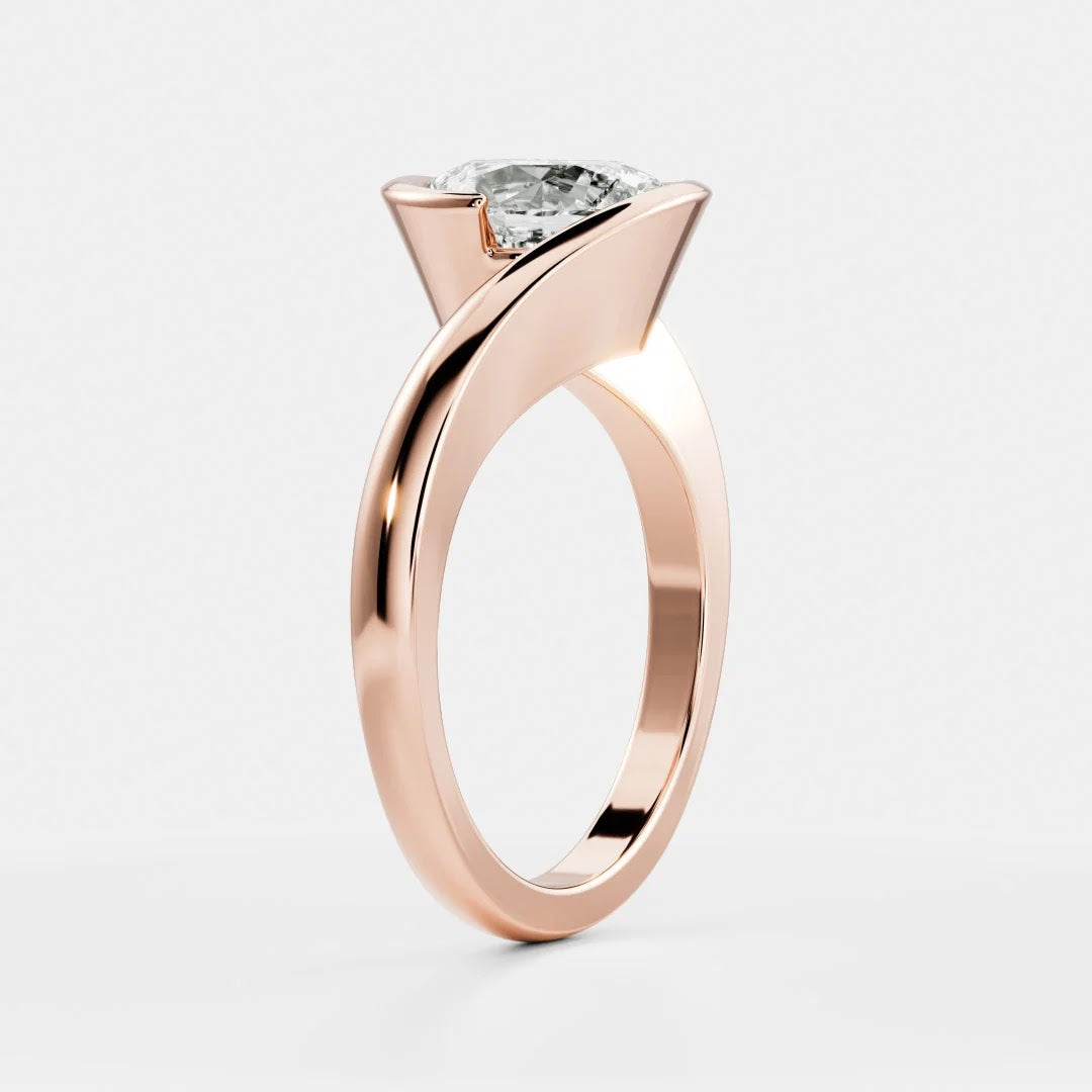 Oval Diamond Entwine Bypass Solitaire Engagement Ring