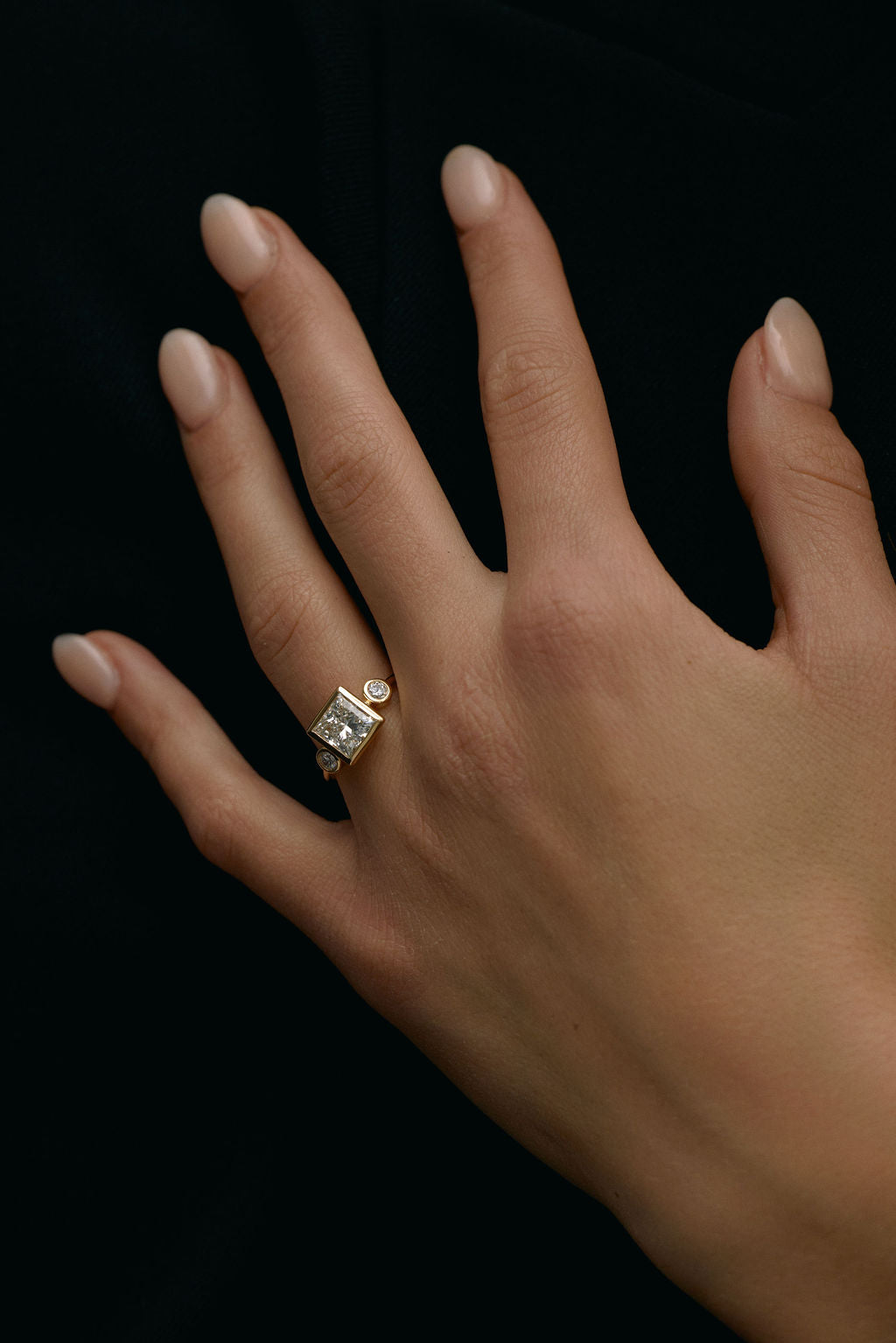 Oval Diamond Floating Bezel Engagement Ring