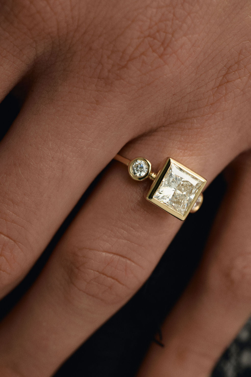 Oval Diamond Floating Bezel Engagement Ring