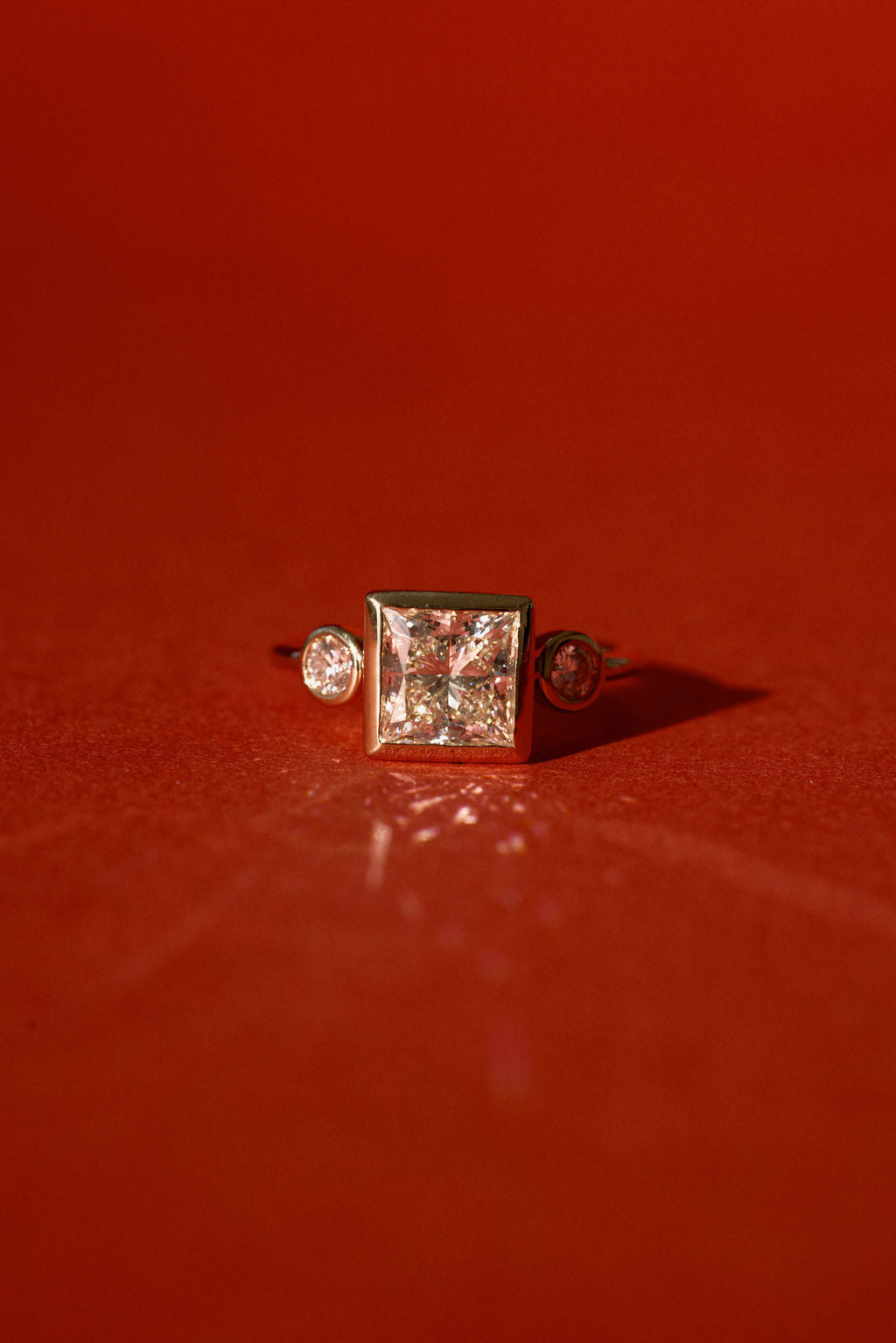 Oval Diamond Floating Bezel Engagement Ring