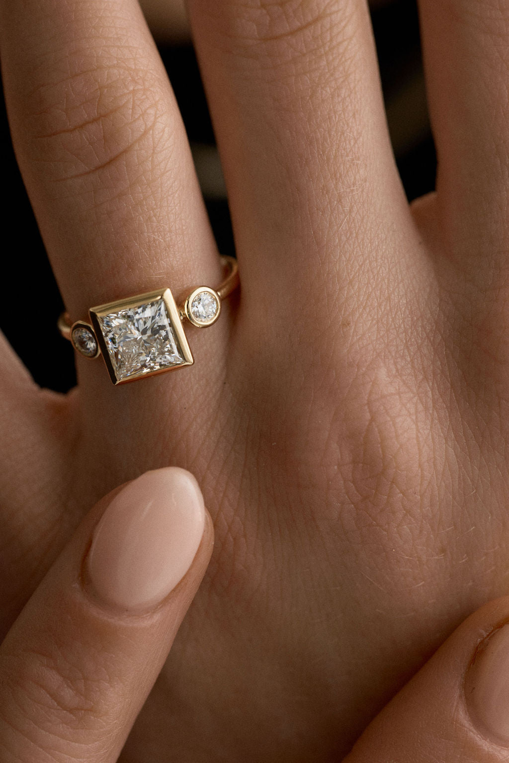 Oval Diamond Floating Bezel Engagement Ring