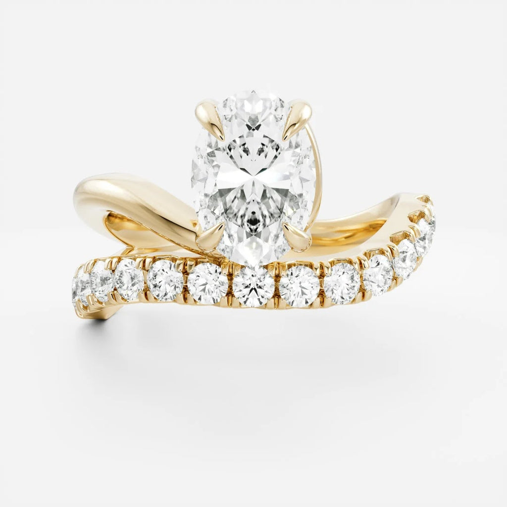 Oval Diamond Floating Pavé Solitaire Engagement Ring