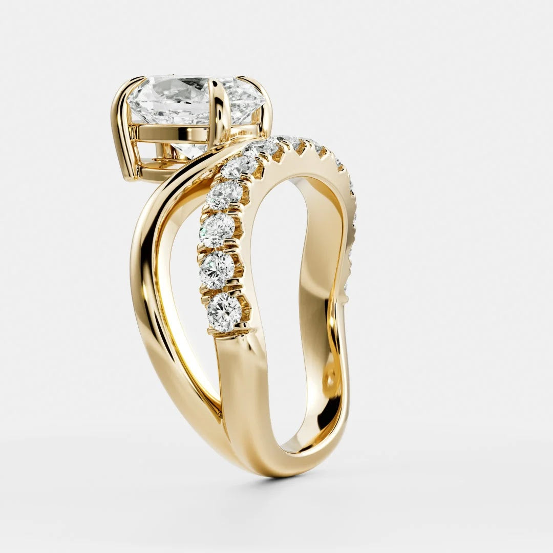 Oval Diamond Floating Pavé Solitaire Engagement Ring