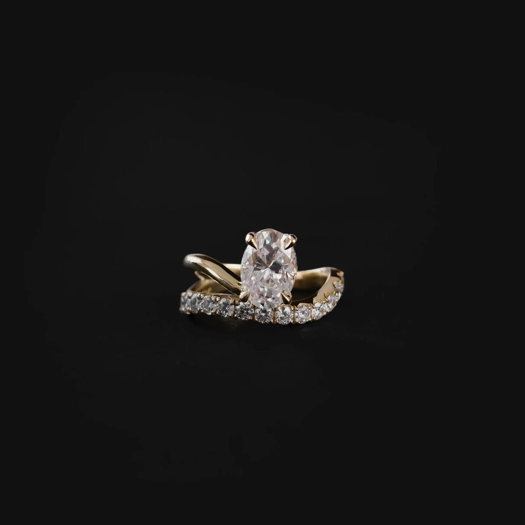 Oval Diamond Floating Pavé Solitaire Engagement Ring