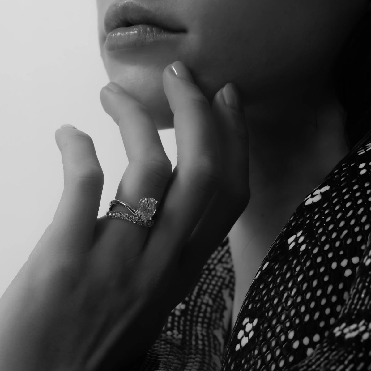 Oval Diamond Floating Pavé Solitaire Engagement Ring