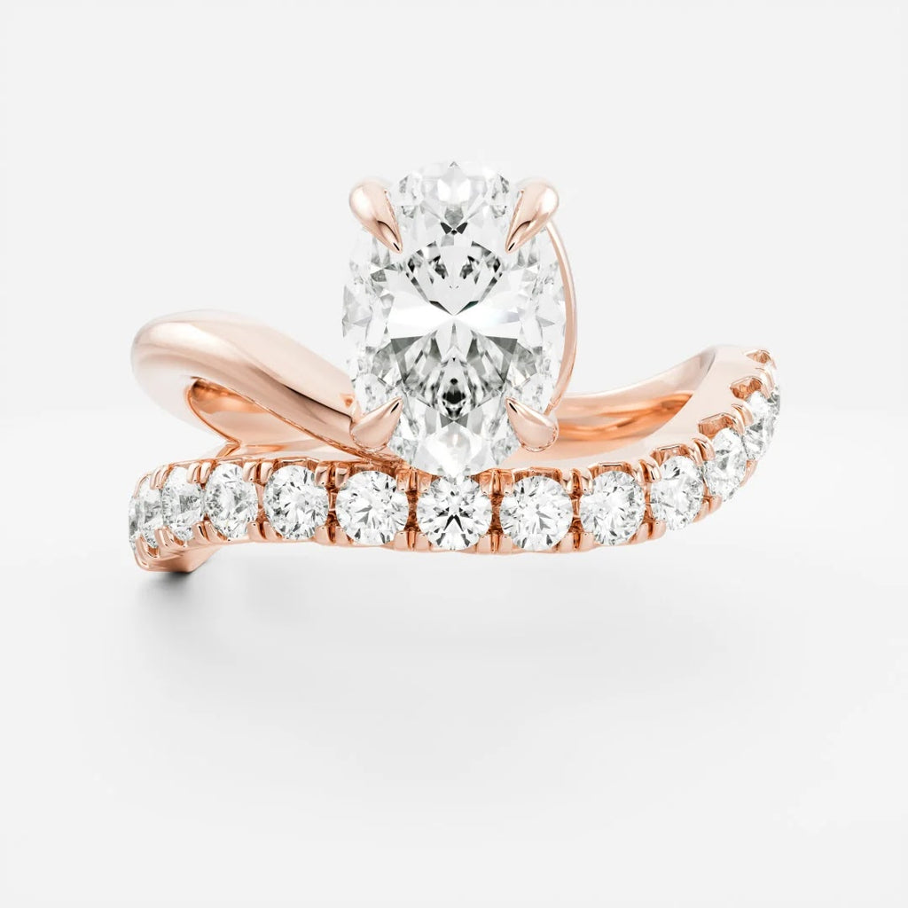 Oval Diamond Floating Pavé Solitaire Engagement Ring